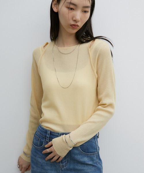 トップス ANT カットアウトシアートップス（Tシャツ/カットソー）｜Aunt