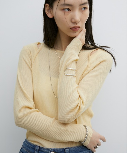 トップス ANT カットアウトシアートップス（Tシャツ/カットソー）｜Aunt