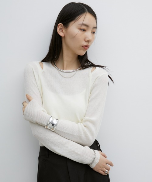 トップス ANT カットアウトシアートップス（Tシャツ/カットソー）｜Aunt