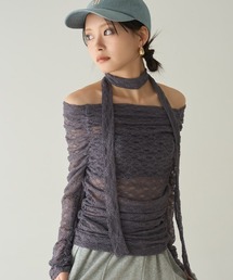 LILY BROWN（リリーブラウン）の「変形ストライプトップス