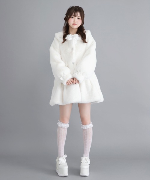 セール】キラキラビジュー襟デザインファーコート（その他アウター