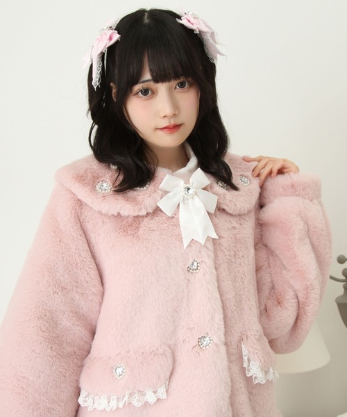 キラキラビジュー襟デザインファーコート(その他アウター キラキラビジュー襟デザインファーコート(その他アウター