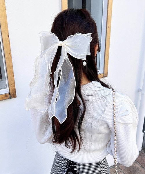 INGNI(イング)の「ラメ入りメローリボン(その他ヘアアクセサリー・レディース・オフホワイト/グレー/ブラック・ONE SIZE)」の2枚目の写真
