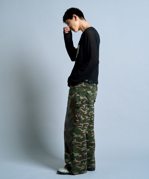 CAMPHOR WOOD（カンファーウッド）の「flower paint broken long sleeve sheer sweater / フラワープリントシアーロングスリーブニット（ニット/セーター・メンズ・ブラック/ミント・LARGE/MEDIUM）」の10枚目の写真