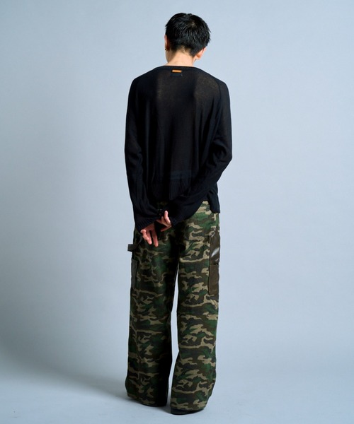 CAMPHOR WOOD（カンファーウッド）の「flower paint broken long sleeve sheer sweater / フラワープリントシアーロングスリーブニット（ニット/セーター・メンズ・ブラック/ミント・LARGE/MEDIUM）」の11枚目の写真
