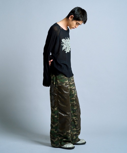 Camphor wood /フラワープリントシアーロングスリーブニット Camphor wood（カンファーウッド）の「flower paint broken long