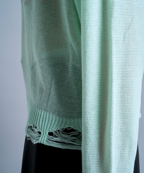 flower paint broken long sleeve sheer sweater / フラワー