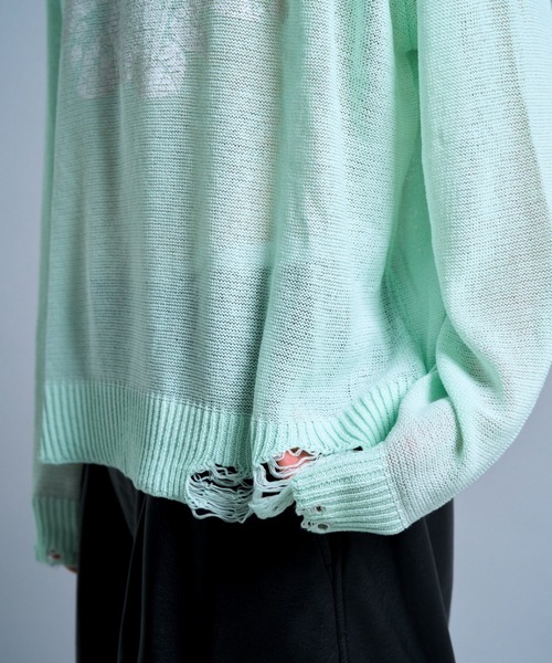 非売品 sheer sleeve long broken paint flower sweater フラワー / トップス