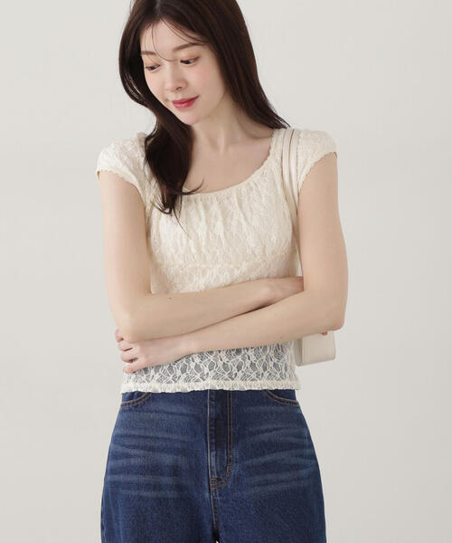 PROPORTION BODY DRESSING(プロポーションボディドレッシング)の「レースプルオーバー / 1215160306(Tシャツ/カットソー・レディース・ブラック/オフホワイト/ホワイト・FREE)」の3枚目の写真