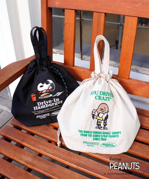 Three Four Time（ｽﾘｰﾌｫｰﾀｲﾑ）の「【PEANUTS】保冷巾着トート（エコバッグ/サブバッグ・レディース・アイボリー/ブラック・FREE）」の3枚目の写真