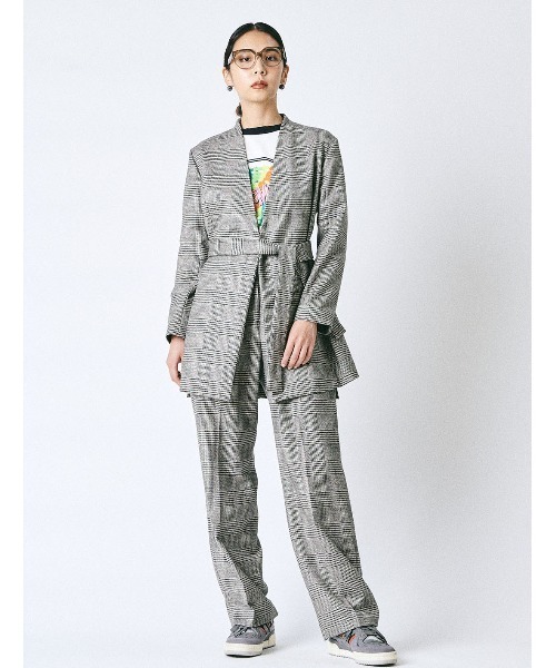 mikomori（ミコモリ）の「GLEN CHECK PANTS（スラックス・レディース・ホワイト×ブラック・SMALL/MEDIUM）」の19枚目の写真