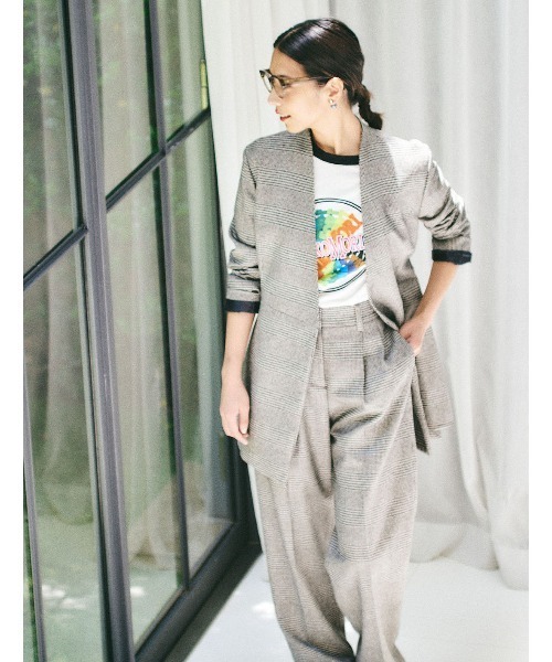 mikomori（ミコモリ）の「GLEN CHECK PANTS（スラックス・レディース・ホワイト×ブラック・SMALL/MEDIUM）」の4枚目の写真