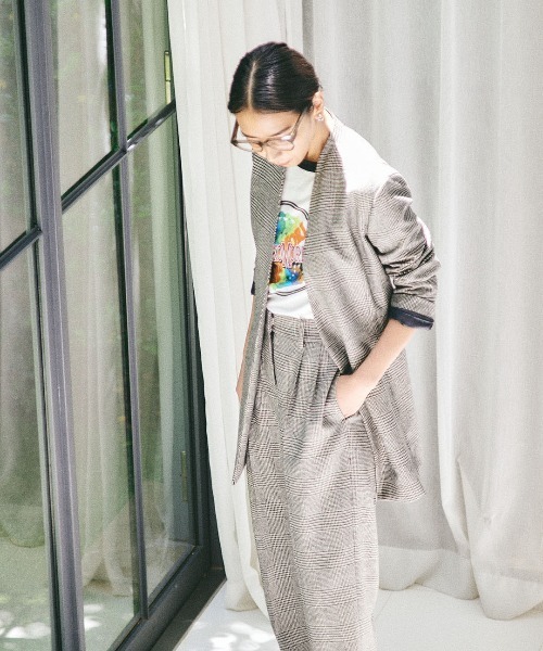 mikomori（ミコモリ）の「GLEN CHECK PANTS（スラックス・レディース・ホワイト×ブラック・SMALL/MEDIUM）」の6枚目の写真