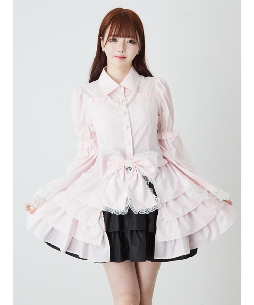 Jamie エーエヌケー(ジェイミーエーエヌケー)の「BIGおリボンお姫様ブラウス(シャツ/ブラウス・レディース・ブラック/ピンク・M)」の2枚目の写真