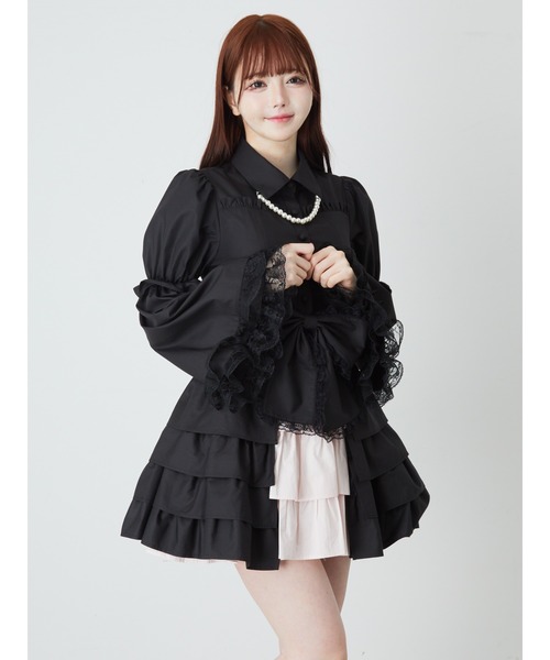 Jamie エーエヌケー(ジェイミーエーエヌケー)の「BIGおリボンお姫様ブラウス(シャツ/ブラウス・レディース・ブラック/ピンク・M)」の1枚目の写真