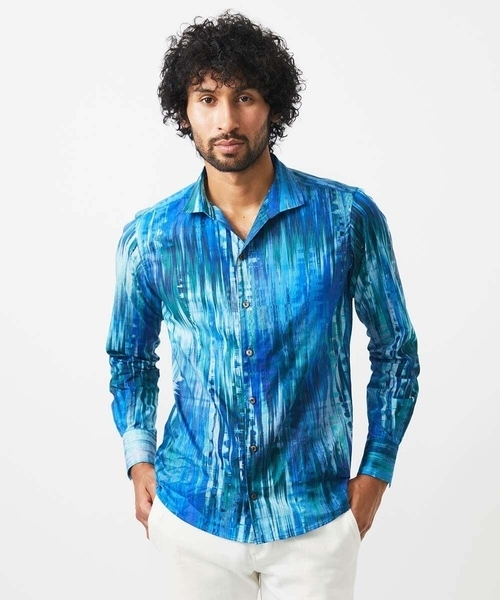 MICHEL KLEIN HOMME   （ミッシェルクランオム）の「《日本製》総柄長袖シャツ（シャツ/ブラウス・メンズ・ブルー・MEDIUM/LARGE/X-LARGE）」の2枚目の写真