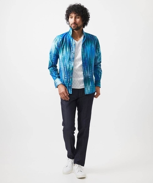 MICHEL KLEIN HOMME   （ミッシェルクランオム）の「《日本製》総柄長袖シャツ（シャツ/ブラウス・メンズ・ブルー・MEDIUM/LARGE/X-LARGE）」の4枚目の写真