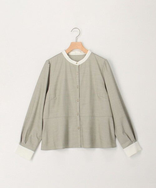 NOLLEY'S LIGHT(ノーリーズライト)の「《セットアップ対応》TRシャンブレーバイカラーペプラムブラウス(シャツ/ブラウス・レディース・ブラック系その他3/ベージュ系その他3・38)」の9枚目の写真