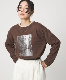 green label relaxing | 【WEB限定】＜at ease＞フォトプリント ロングスリーブ Tシャツ(Tシャツ/カットソー)