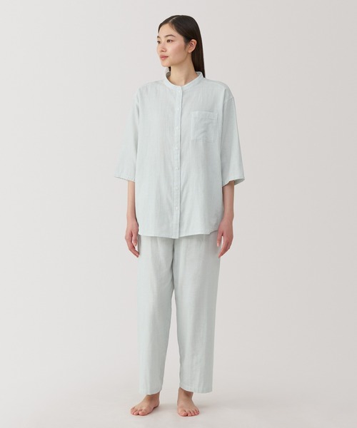 セール】婦人 脇に縫い目のない 薄手ガーゼ七分袖パジャマ（ルーム