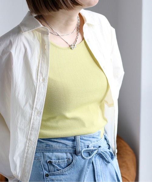 cepo（セポ）の「〈前後2way〉ソウバリニットタンクトップ（タンクトップ・レディース・オフホワイト/グレー/ブラック/ライム/ホワイト×ブラック・M）」の5枚目の写真