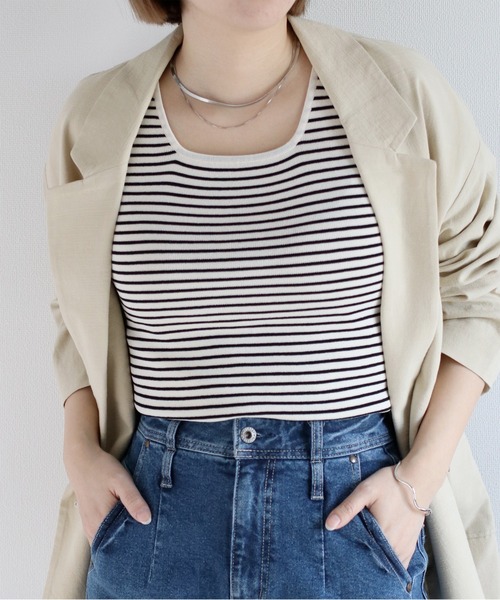 cepo（セポ）の「〈前後2way〉ソウバリニットタンクトップ（タンクトップ・レディース・オフホワイト/グレー/ブラック/ライム/ホワイト×ブラック・M）」の12枚目の写真