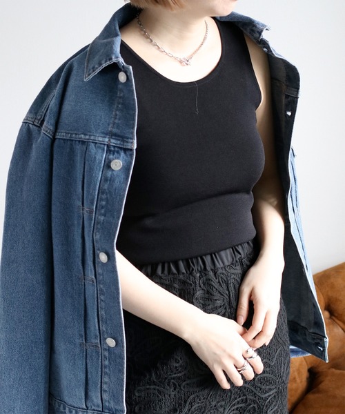 cepo（セポ）の「〈前後2way〉ソウバリニットタンクトップ（タンクトップ・レディース・オフホワイト/グレー/ブラック/ライム/ホワイト×ブラック・M）」の18枚目の写真