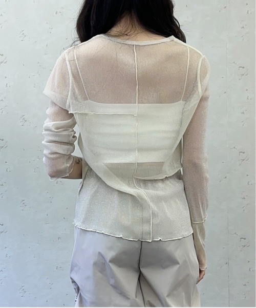 Per sist ence(パーシエンス)の「ラメシアーメロウ配色パッチワークプルオーバー(Tシャツ/カットソー・レディース・グレー/アイボリー/ブラック・FREE)」の6枚目の写真