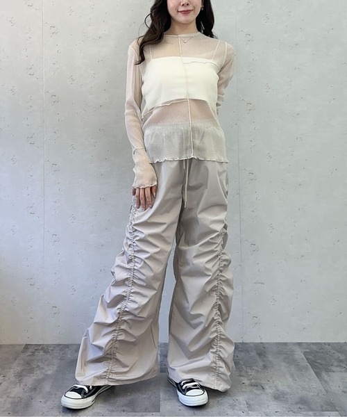 Per sist ence(パーシエンス)の「ラメシアーメロウ配色パッチワークプルオーバー(Tシャツ/カットソー・レディース・グレー/アイボリー/ブラック・FREE)」の5枚目の写真