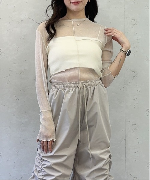 Per sist ence(パーシエンス)の「ラメシアーメロウ配色パッチワークプルオーバー(Tシャツ/カットソー・レディース・グレー/アイボリー/ブラック・FREE)」の7枚目の写真