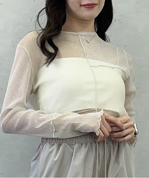 Per sist ence(パーシエンス)の「ラメシアーメロウ配色パッチワークプルオーバー(Tシャツ/カットソー・レディース・グレー/アイボリー/ブラック・FREE)」の8枚目の写真