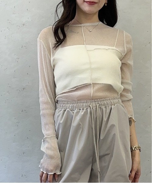 Per sist ence(パーシエンス)の「ラメシアーメロウ配色パッチワークプルオーバー(Tシャツ/カットソー・レディース・グレー/アイボリー/ブラック・FREE)」の9枚目の写真