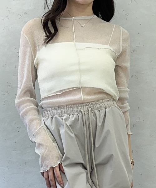 Per sist ence(パーシエンス)の「ラメシアーメロウ配色パッチワークプルオーバー(Tシャツ/カットソー・レディース・グレー/アイボリー/ブラック・FREE)」の10枚目の写真