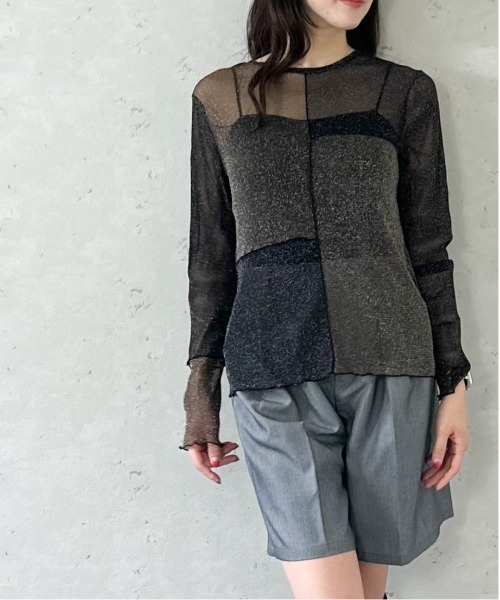 Per sist ence(パーシエンス)の「ラメシアーメロウ配色パッチワークプルオーバー(Tシャツ/カットソー・レディース・グレー/アイボリー/ブラック・FREE)」の12枚目の写真