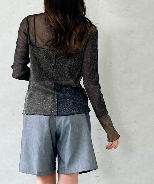 Per sist ence(パーシエンス)の「ラメシアーメロウ配色パッチワークプルオーバー(Tシャツ/カットソー・レディース・グレー/アイボリー/ブラック・FREE)」の14枚目の写真