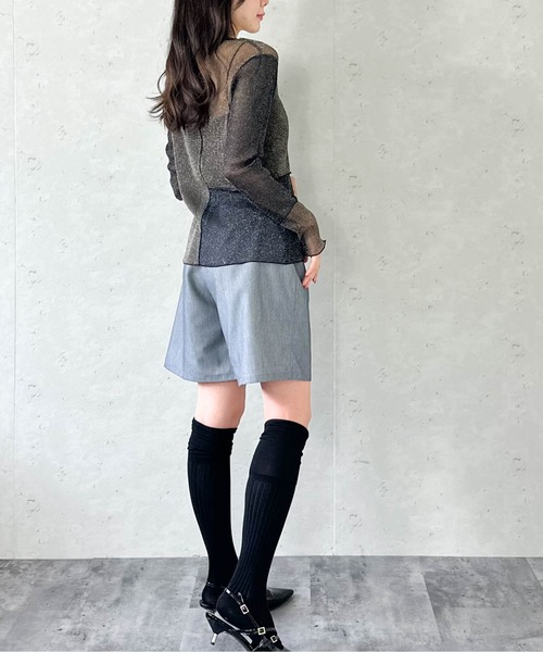 Per sist ence(パーシエンス)の「ラメシアーメロウ配色パッチワークプルオーバー(Tシャツ/カットソー・レディース・グレー/アイボリー/ブラック・FREE)」の18枚目の写真