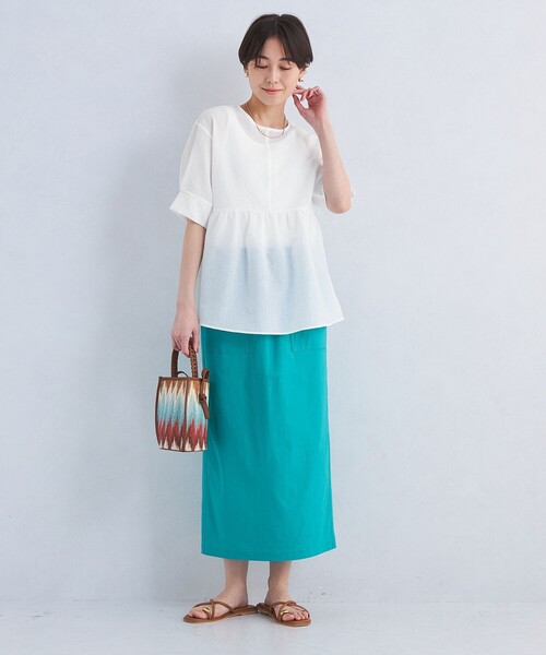 green label relaxing(グリーンレーベルリラクシング)の「ドライサッカー ペプラム プルオーバー カットソー(Tシャツ/カットソー・レディース・ブラック/オフホワイト/ライトブルー・FREE)」の8枚目の写真