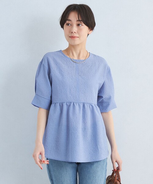 green label relaxing(グリーンレーベルリラクシング)の「ドライサッカー ペプラム プルオーバー カットソー(Tシャツ/カットソー・レディース・ブラック/オフホワイト/ライトブルー・FREE)」の9枚目の写真