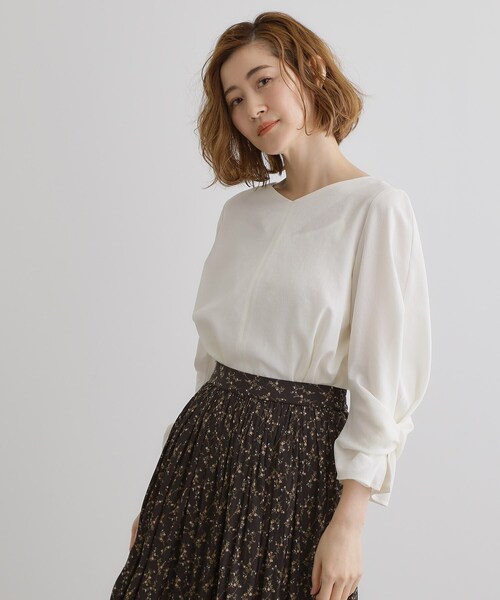 grove(グローブ)の「【毎日着たい】麻調メッシュ袖コンシャスブラウス(シャツ/ブラウス・レディース・サックスブルー系2/イエロー系その他/アイボリー系2/オフホワイト・02/03/01/04/05)」の5枚目の写真