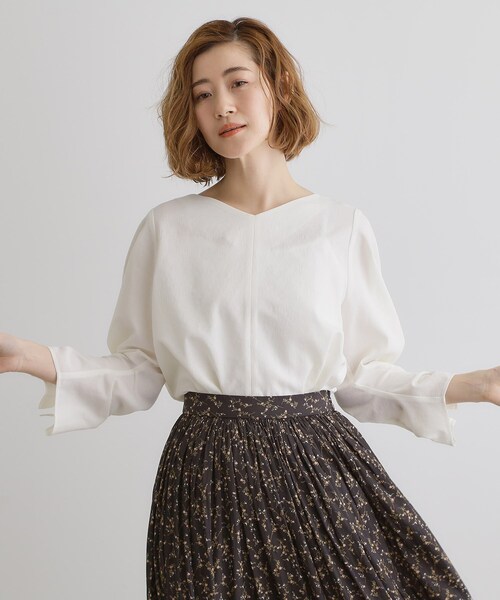 grove(グローブ)の「【毎日着たい】麻調メッシュ袖コンシャスブラウス(シャツ/ブラウス・レディース・サックスブルー系2/イエロー系その他/アイボリー系2/オフホワイト・02/03/01/04/05)」の6枚目の写真