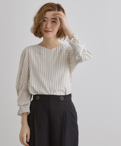 grove(グローブ)の「【毎日着たい】麻調メッシュ袖コンシャスブラウス(シャツ/ブラウス・レディース・サックスブルー系2/イエロー系その他/アイボリー系2/オフホワイト・02/03/01/04/05)」の15枚目の写真