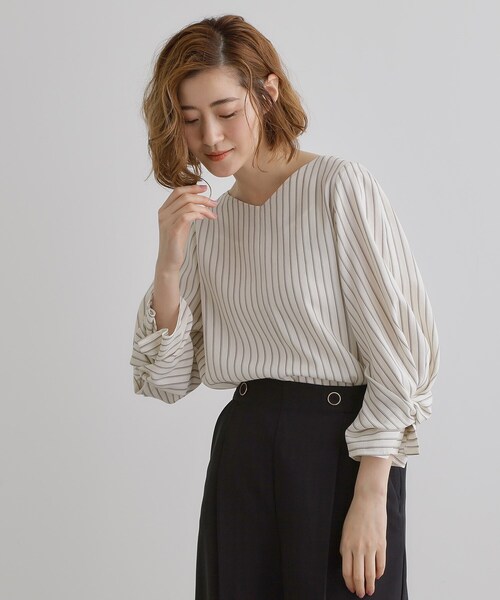 grove(グローブ)の「【毎日着たい】麻調メッシュ袖コンシャスブラウス(シャツ/ブラウス・レディース・サックスブルー系2/イエロー系その他/アイボリー系2/オフホワイト・02/03/01/04/05)」の16枚目の写真