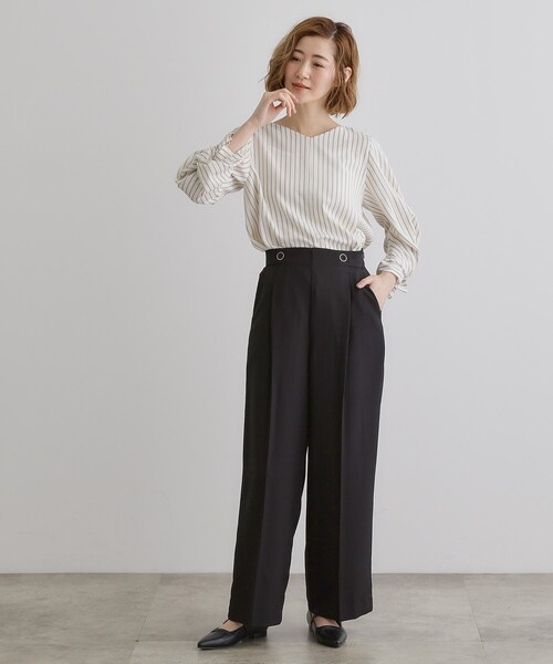 grove(グローブ)の「【毎日着たい】麻調メッシュ袖コンシャスブラウス(シャツ/ブラウス・レディース・サックスブルー系2/イエロー系その他/アイボリー系2/オフホワイト・02/03/01/04/05)」の18枚目の写真