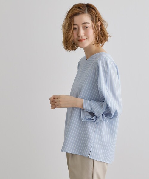 grove(グローブ)の「【毎日着たい】麻調メッシュ袖コンシャスブラウス(シャツ/ブラウス・レディース・サックスブルー系2/イエロー系その他/アイボリー系2/オフホワイト・02/03/01/04/05)」の22枚目の写真