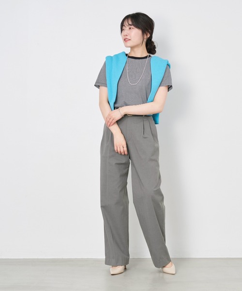 MICA&DEAL（マイカ＆ディール）の「2タックストレートパンツ〈2サイズ展開〉（その他パンツ・レディース・イエロー/ネイビー/グレー・36/38）」の5枚目の写真