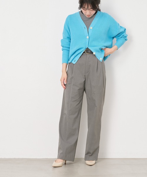 MICA&DEAL（マイカ＆ディール）の「2タックストレートパンツ〈2サイズ展開〉（その他パンツ・レディース・イエロー/ネイビー/グレー・36/38）」の6枚目の写真