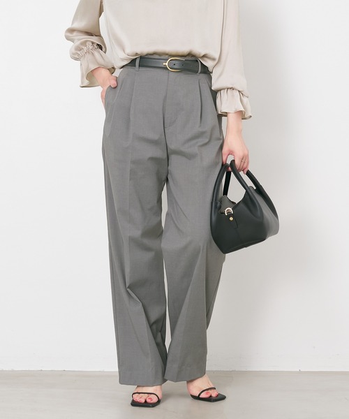 MICA&DEAL（マイカ＆ディール）の「2タックストレートパンツ〈2サイズ展開〉（その他パンツ・レディース・イエロー/ネイビー/グレー・36/38）」の9枚目の写真