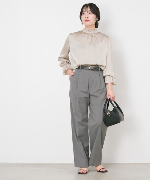 MICA&DEAL（マイカ＆ディール）の「2タックストレートパンツ〈2サイズ展開〉（その他パンツ・レディース・イエロー/ネイビー/グレー・36/38）」の10枚目の写真