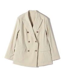 SHIPS Primary Navy Label:麻混 ストライプ ストレッチ ダブル ジャケット