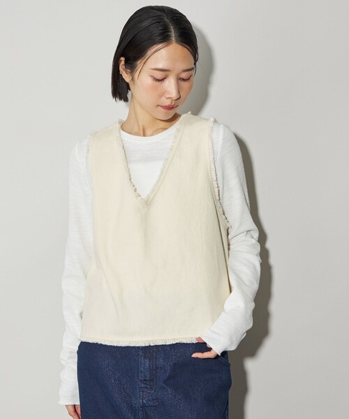 新品　2025 フリンジＶネックベスト セール】＜CITEN＞フリンジVネックベスト（ベスト）｜CITEN